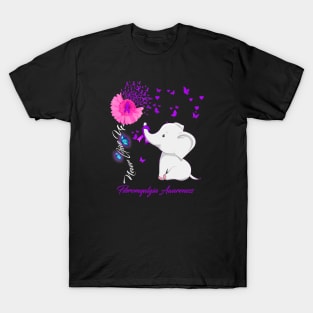 Elephant Fibromyalgia Awareness - Fibromyalgia Ribbon T-Shirt